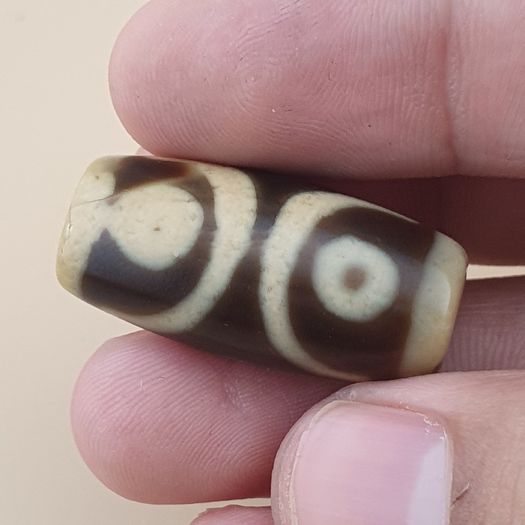 Vintage 3 Eyes Himalayan Tibetan Agate Dzi Bead Amulet