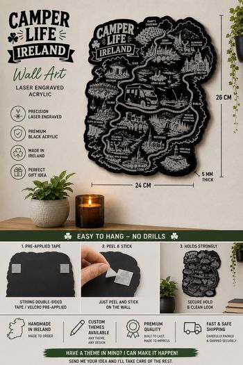 Camper Life Ireland - Laser Engraved Wall Art