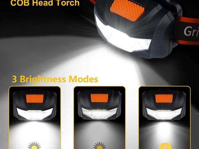 LED Head Torch, [2 Pack] COB Headlamp Super Bright Headlight, Adjustable with 3 Modes, Lightweight for Running, Camping, Fishing (FREE POSTAGE)
