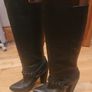 Black Leather High Heeled Knee High Boots by Modern Vintage Size EU 40 US 10 UK 7 Image 5