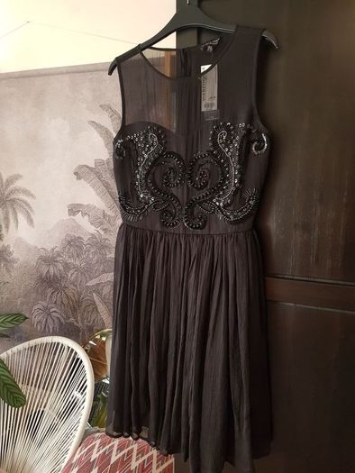 Warehouse Embellished black dress, size 8, NEW