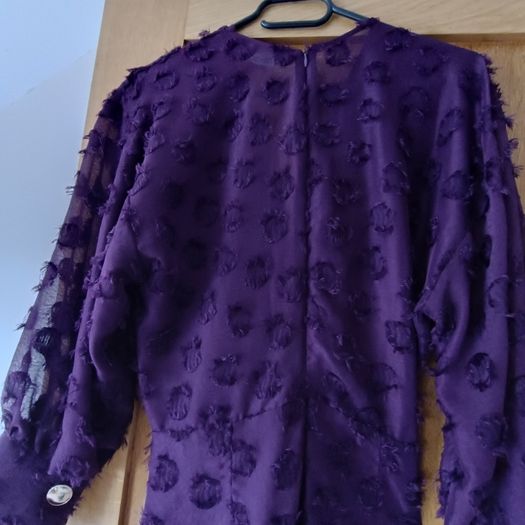 Zara boho swiss dot midi wine burgundy dress S 8/10