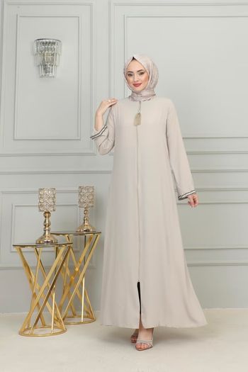 Brand New Women's Abaya Open Cut Long Sleeve Floor-Length Zipper