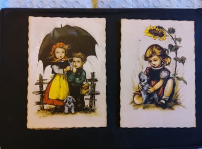 2 Vintage Hummel Postcards By Hilde