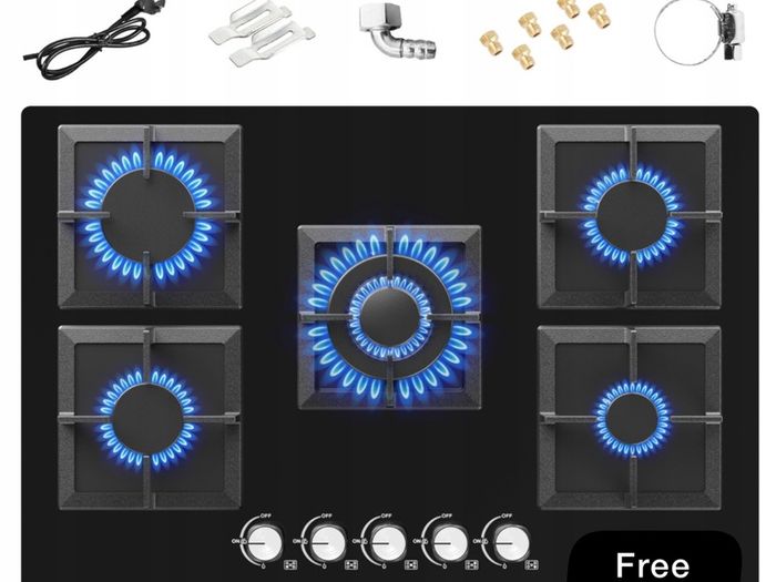 Glass Gas Hob 5 burners