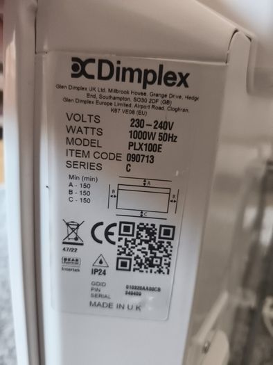 Dimplex PLX100E 1000W Slimline Electric Panel Heater