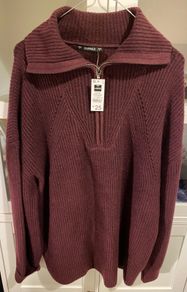 Burgundy Jumper with Neck Zip Oversized Size Large BNWT