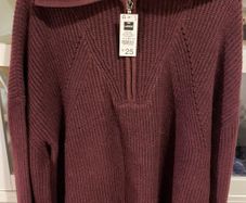 Burgundy Jumper with Neck Zip Oversized Size Large BNWT
