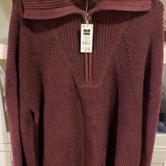 Burgundy Jumper with Neck Zip Oversized Size Large BNWT