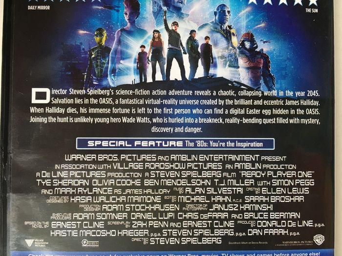 Ready Player One (Steven Spielberg Film) [2018] Tye Sheridan, Olivia Cooke, Ben Mendelsohn, Lena Waithe, T.J. Miller, Simon Pegg & Mark Rylance [1xDVD Movie]
