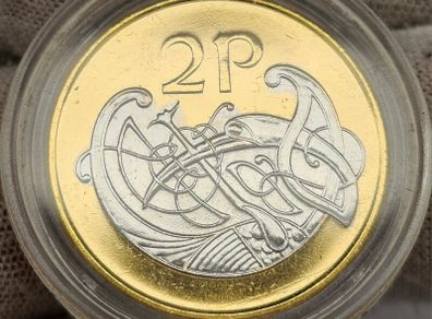 Ireland 1996 2p Twopence Gold and Silver Plated Coin