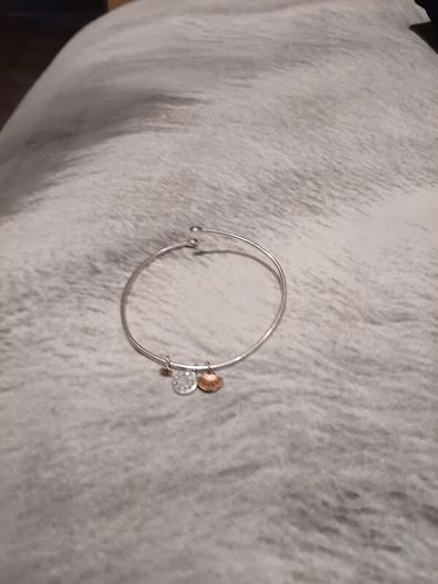 Silver tone adjustable bracelet with charms