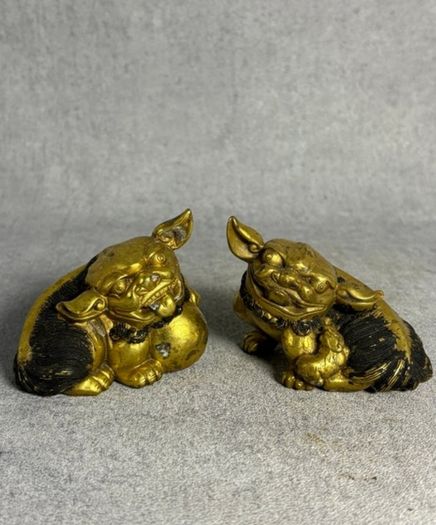 Guardian Lion statues - Gilt Bronze