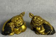 Guardian Lion statues - Gilt Bronze