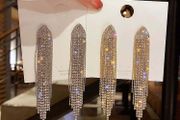 Classic women's long crystal earrings