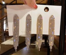 Classic women's long crystal earrings