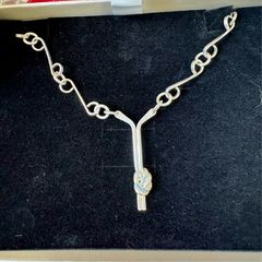Vintage 1980s Irish Silver Modernist Knot Necklace