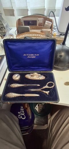 Hallmarked antique silver set