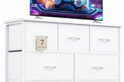 Chest of Drawers for Bedroom with 7 Drawers, Fabric Storage Drawer, Tall White Hallway Storage Unit