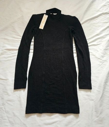 Remain Birger Christensen Black Knitted High Neck Mini Sweater Dress RRP 150E