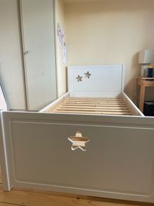 Kids Stars Single Bed Frame With Drawer White
