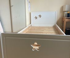 Kids Stars Single Bed Frame With Drawer White