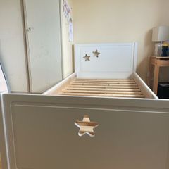 Kids Stars Single Bed Frame With Drawer White