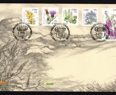 2006 Ireland Irish Wild Flowers Sixth Definitive Stamps (12c Autumn Gorse, 25c Common Knapweed, 75c Navelwort, 90c Vipers, Bugloss and E1 Foxglove) An Post First Day Cover (FDC)