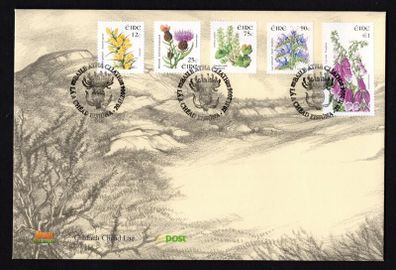 2006 Ireland Irish Wild Flowers Sixth Definitive Stamps (12c Autumn Gorse, 25c Common Knapweed, 75c Navelwort, 90c Vipers, Bugloss and E1 Foxglove) An Post First Day Cover (FDC)