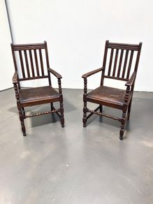 Antique Carver Chairs x 2 - Oak