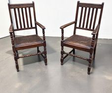 Antique Carver Chairs x 2 - Oak