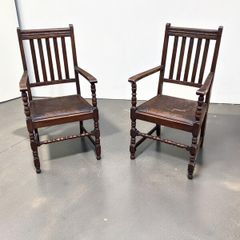 Antique Carver Chairs x 2 - Oak