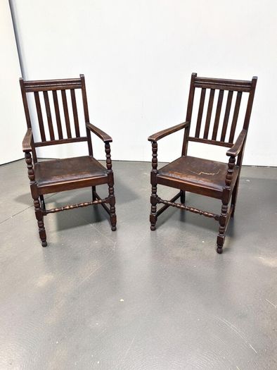 Antique Carver Chairs x 2 - Oak