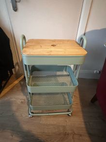 Green trolly on wheels