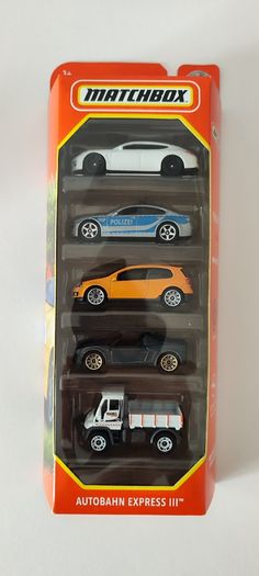 Matchbox various 5-packs, new.
