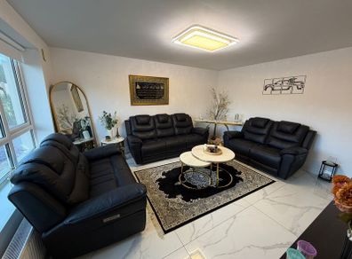 Emily Sofa Set | Power Recliner | LEATHER | Black