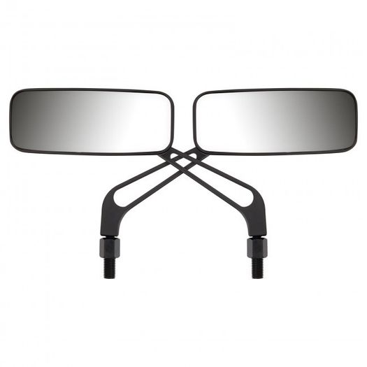 Rectangular Metal Motorcycle Mirrors - Black