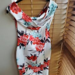 Quiz Floral Bodycon Occasion Dress White Multi