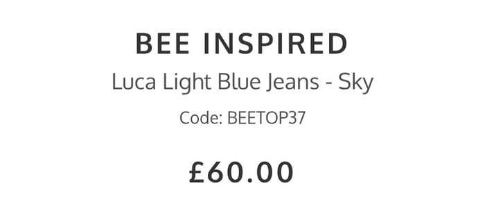 Brand New Bee Inspired Luca Signature Skinny Jeans - Size - 34/30 - 60.00 - Sterling - 78.00 - Euro