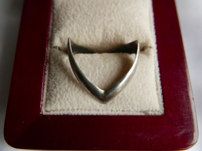 Vintage Sterling Silver Double Wishbone Band Ring size P - 2,10g