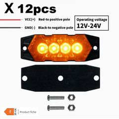 12pcs New Upgraded 12V-24V Universal LED Light