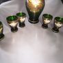 Stunning signed Murano emerald green and gold set Image 3