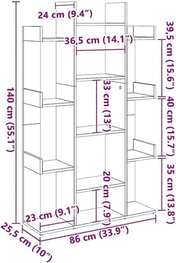 Book Cabinet in White Engineered Wood with Multiple Compartments and Compact Design for Living Room, Bedroom, Office