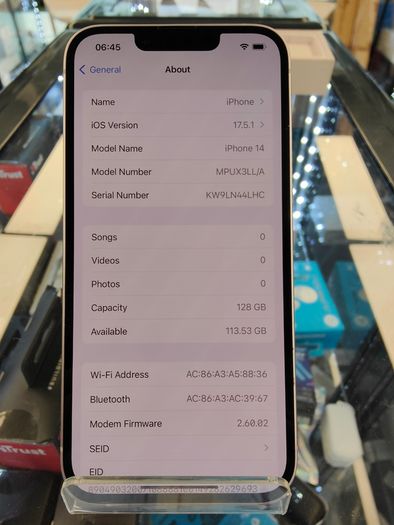 iPhone 14 128GB Purple SimFree Unlocked (Battery is 91% Original)