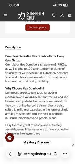 60kg Rubber Hex Dumbbell, Selling 120 Euro, Originally 205 Euro