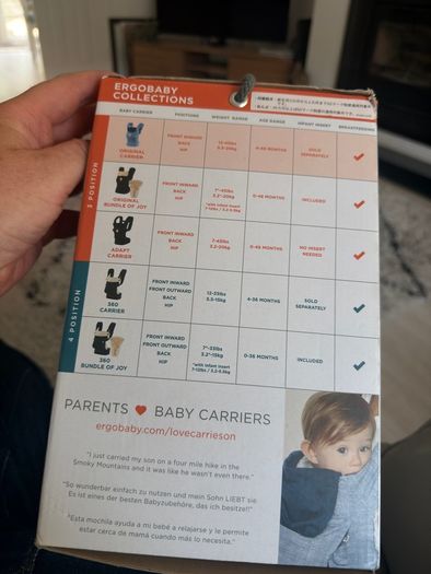 Genuine Ergobaby Original 3 Position Baby Carrier Japanese Edition Excellent Condition
