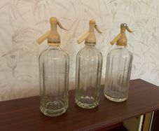 Set of 3 Vintage Ravenhead Glass Soda Siphons