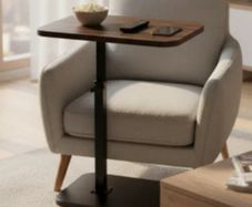 Walnut Multi-Functional C-Type Foldable Side Table for Winter, Featuring a Height Adjustment from 40cm to 80Cm,