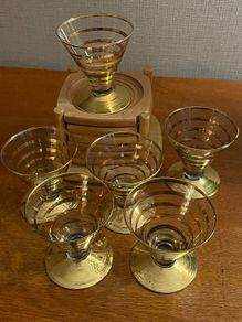 REDUCTION Art Deco "atomic" cocktail / liqueur glasses x 6