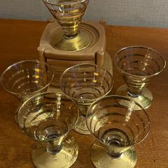 REDUCTION Art Deco "atomic" cocktail / liqueur glasses x 6